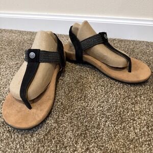 Vionic Brea Sandals Womens Sz:7.5 W Black Suede Thong Slingback Boho Comfort EUC